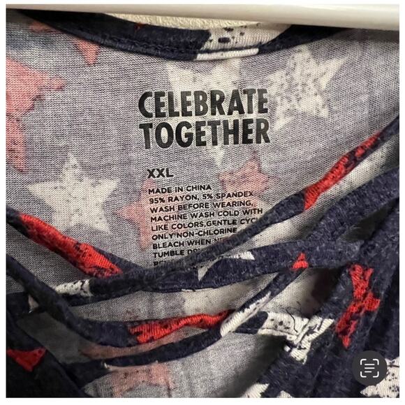 CELEBRATE TOGETHER American Stars Criss Cross Front Racerback Tank Size XXL - Picture 3 of 7